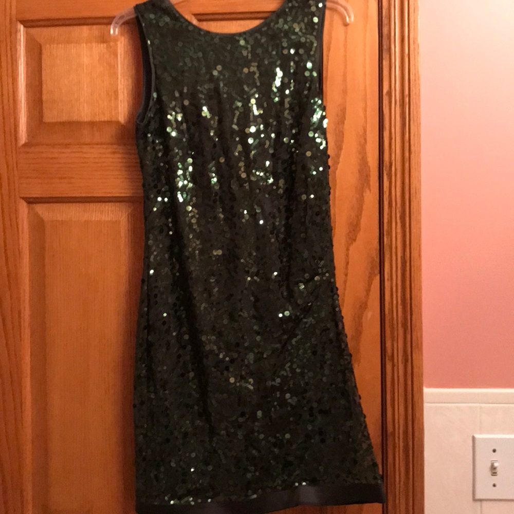 Green sequenced dress